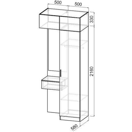 Набор мебели для прихожей "Марсель-252" МР 01-252 В2490 Ш1000 Г580 (ЛДСП Графит серый)